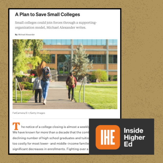 Registry Member Michael Alexander writes about the importance of small and medium-sized colleges and offers a plan to save them.