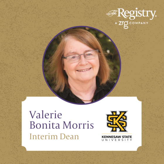 We wish Registry Member Valerie Bonita Morris continued success in her role as Interim Dean of the College of the Arts at Kennesaw State University.