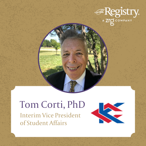 Well wishes to Registry Member Tom Corti, PhD, as he carries on his work as Interim Vice President of Student Affairs at Kansas City Kansas Community College.