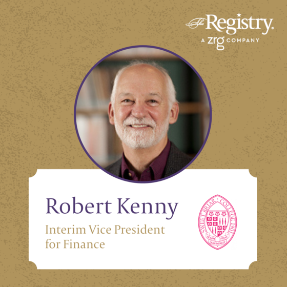 Congratulations to Registry Member Robert Kenny for recently starting his role as Interim Vice President at Sweet Briar College.