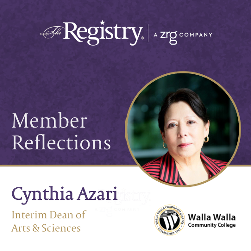 We are delighted that Registry Member Cynthia Azari has been enjoying her placement as Interim Dean of Arts & Sciences at Walla Walla Community College.