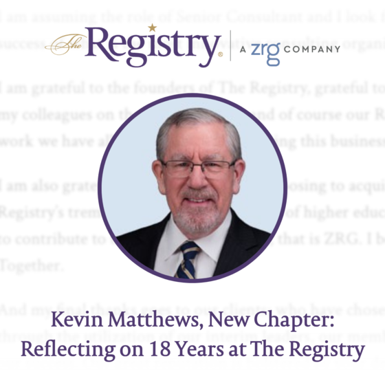 Kevin Matthews, New Chapter: Reflecting on 18 Years at The Registry