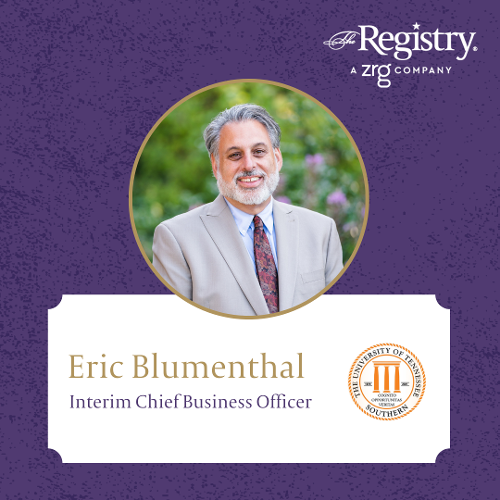 Congratulations to Registry Member Eric Blumenthal for stepping into the position of Interim Chief Business Officer at The University of Tennessee Southern.