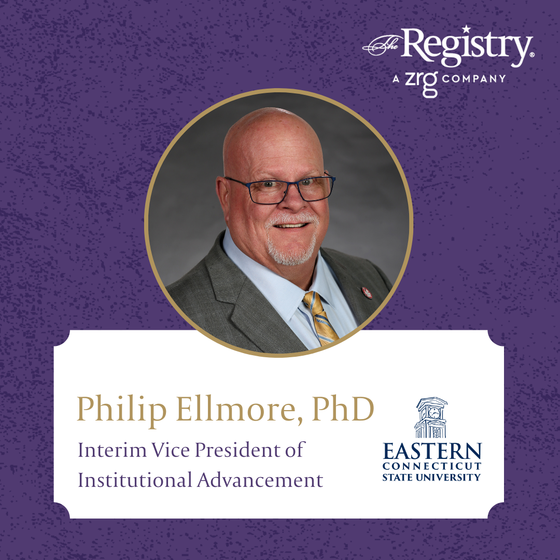 Congratulations to Registry Member Philip Ellmore, PhD for his recent placement as Interim Vice President of Institutional Advancement at Eastern Connecticut State University.