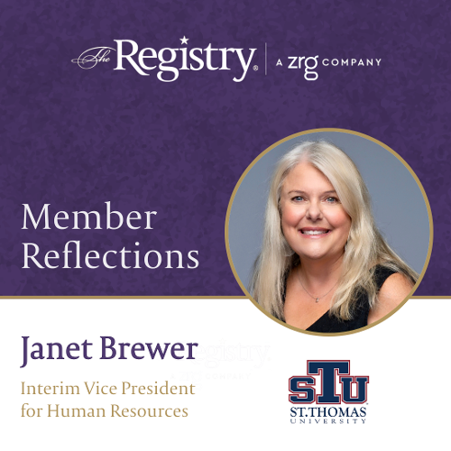 We thank Registry Member Janet Brewer for reflecting on her time as Interim Vice President for Human Resources at St. Thomas University.